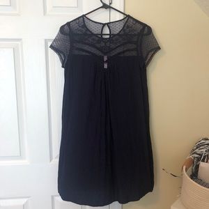 Navy blue dress with lace top